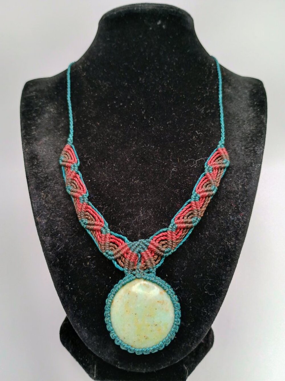 Handmade Macrame Necklace with Natural Turquoise Stone